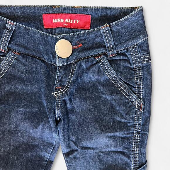 Vintage Miss Sixty Jeans Women’s Size 27 – Dark Straight Leg Cargo Pocket Y2K - Picture 3 of 8